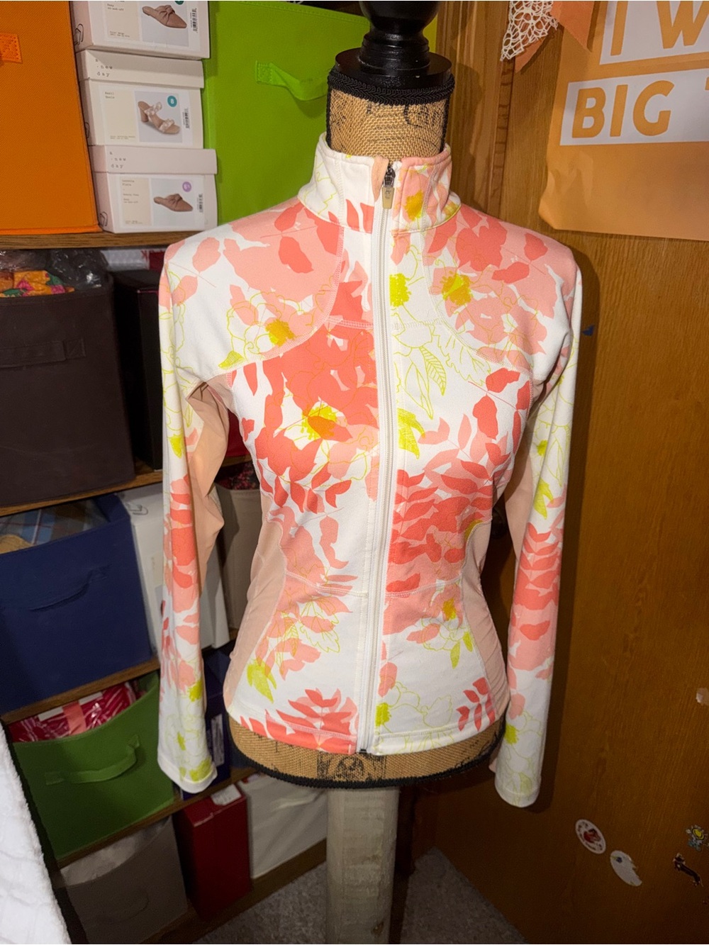 lululemon athletica Floral Zip Jacket in Coral, White & Yellow
